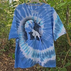 New Disney The Lion King Blue Tie Dye Mens 3XL 100% Cotton T Shirt Mufasa Simba